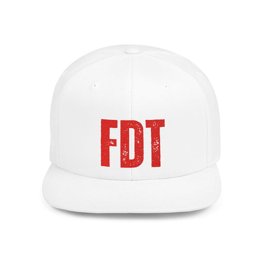 FDT Snapback Hat Political Satire - White with Red Embroidery