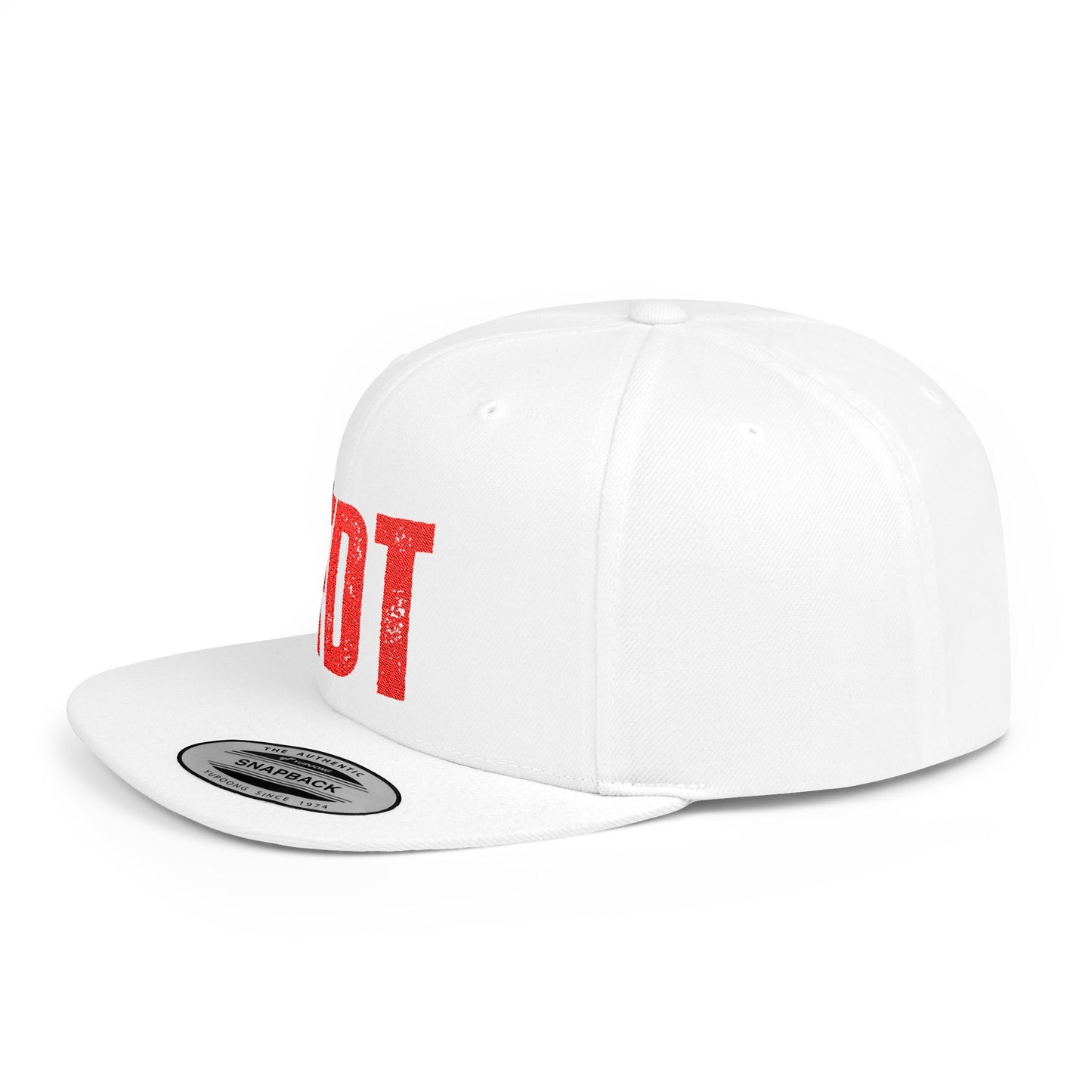 FDT Snapback Hat Political Satire - White with Red Embroidery