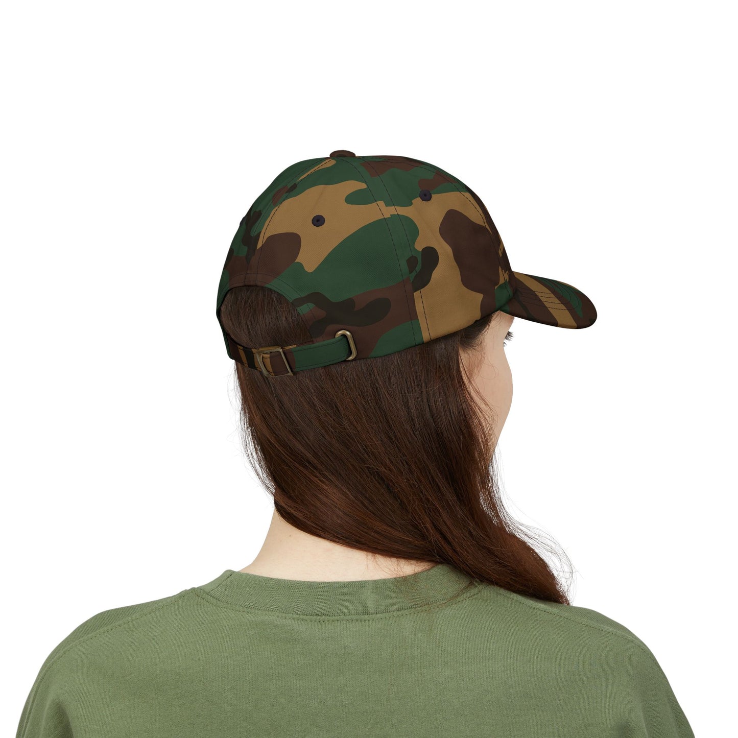 Is America Great Yet? | Classic Dad Cap | Green Camo Hat with White Embroidery